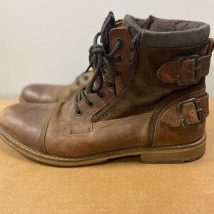 Crown Vintage Brown Leather and Fabric Men's Boots